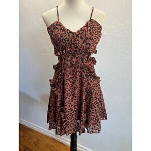 NWT- Bardot Leopard Print Mini Dress Ruffle Trim Size US 8 / M